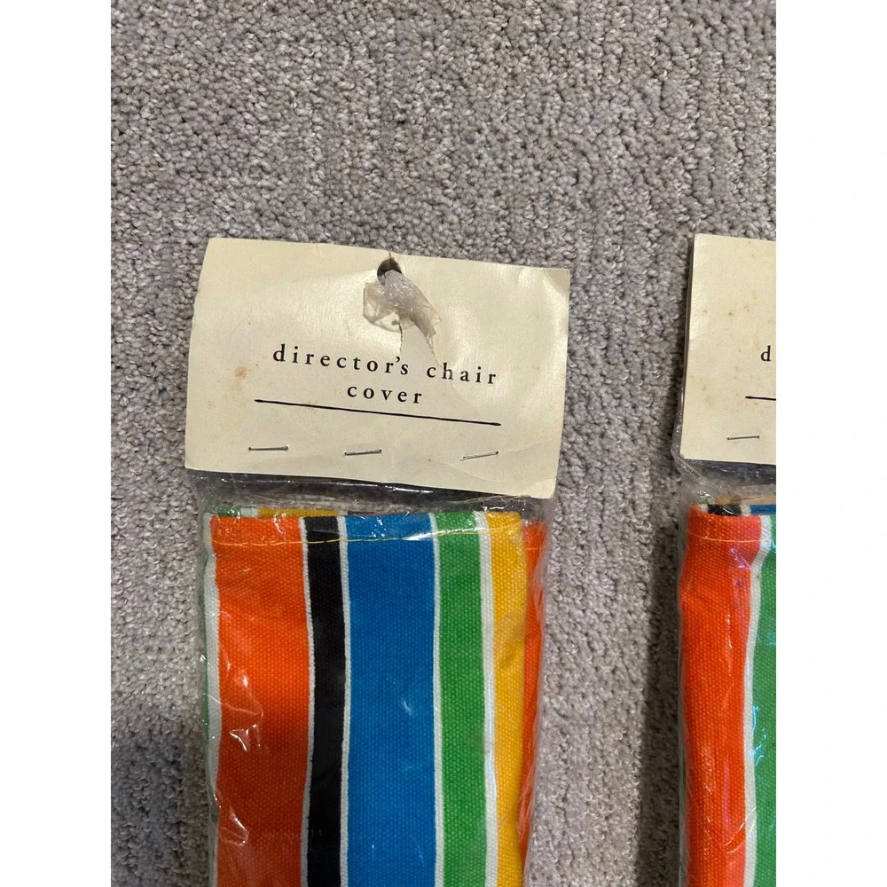 Vintage Pieri Imports Director's Chair Cover Striped‎ Colorful Set NOS